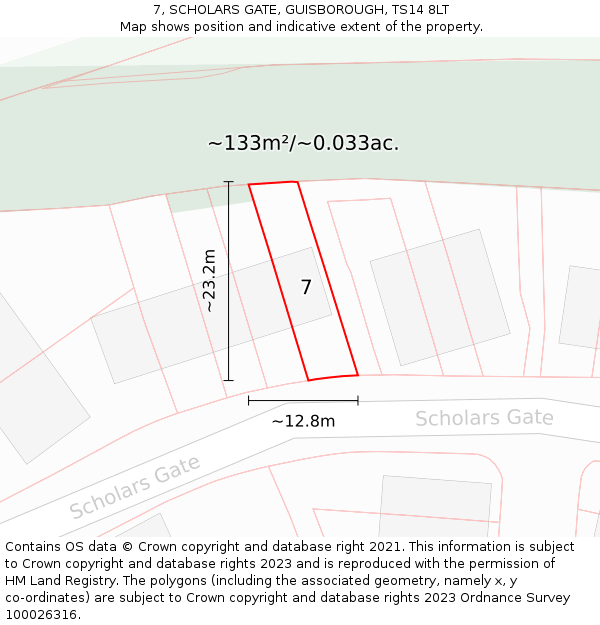 7, SCHOLARS GATE, GUISBOROUGH, TS14 8LT: Plot and title map