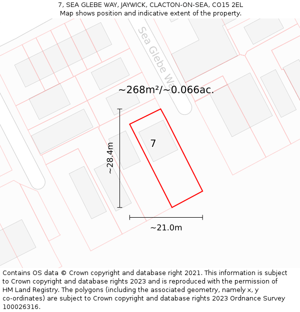 7, SEA GLEBE WAY, JAYWICK, CLACTON-ON-SEA, CO15 2EL: Plot and title map