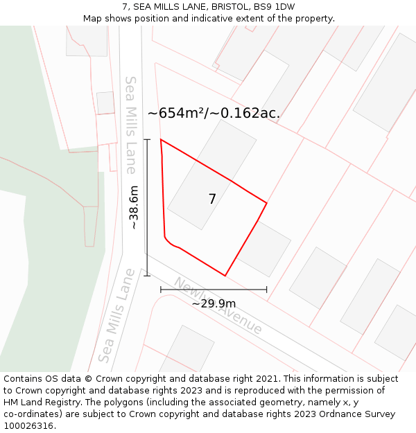 7, SEA MILLS LANE, BRISTOL, BS9 1DW: Plot and title map