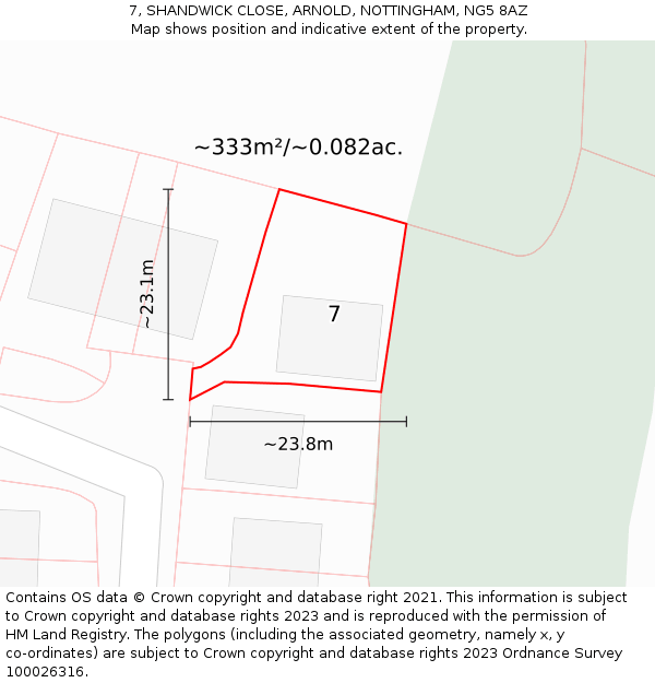 7, SHANDWICK CLOSE, ARNOLD, NOTTINGHAM, NG5 8AZ: Plot and title map