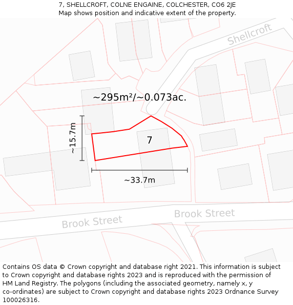 7, SHELLCROFT, COLNE ENGAINE, COLCHESTER, CO6 2JE: Plot and title map