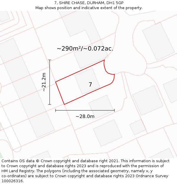 7, SHIRE CHASE, DURHAM, DH1 5GP: Plot and title map