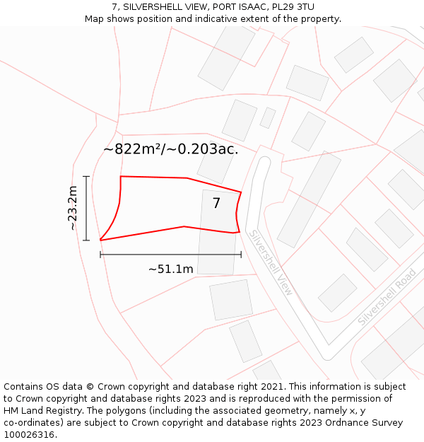 7, SILVERSHELL VIEW, PORT ISAAC, PL29 3TU: Plot and title map