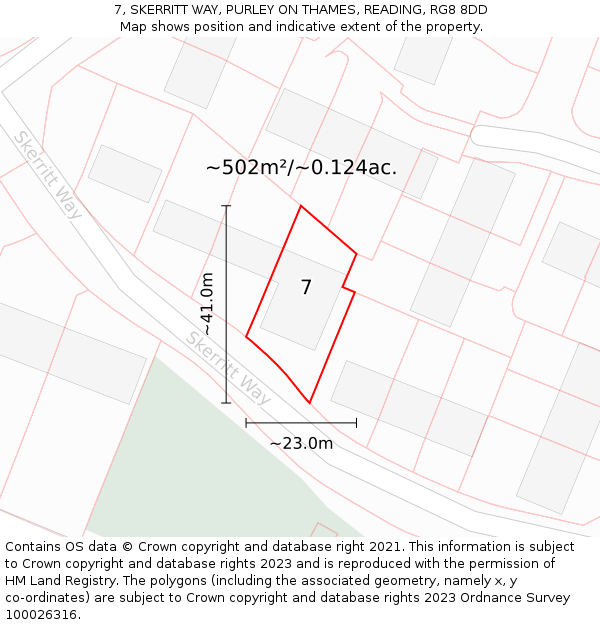 7, SKERRITT WAY, PURLEY ON THAMES, READING, RG8 8DD: Plot and title map