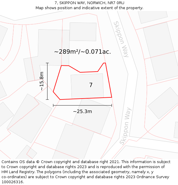 7, SKIPPON WAY, NORWICH, NR7 0RU: Plot and title map