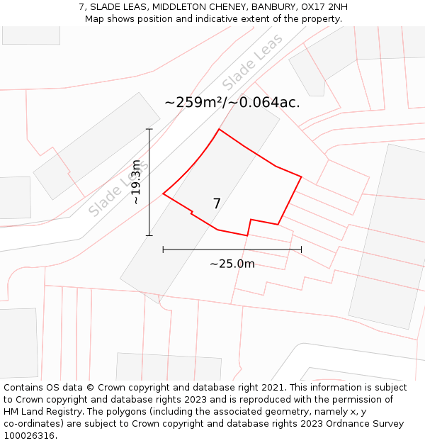 7, SLADE LEAS, MIDDLETON CHENEY, BANBURY, OX17 2NH: Plot and title map