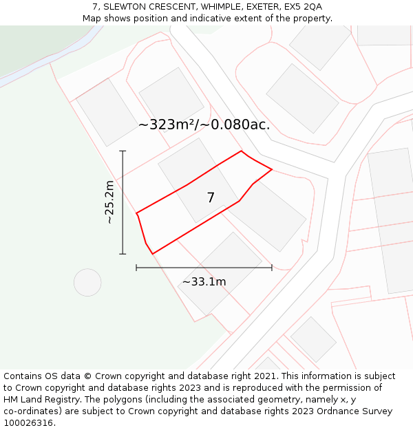 7, SLEWTON CRESCENT, WHIMPLE, EXETER, EX5 2QA: Plot and title map