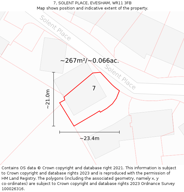 7, SOLENT PLACE, EVESHAM, WR11 3FB: Plot and title map