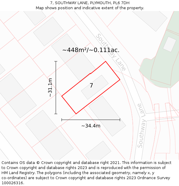 7, SOUTHWAY LANE, PLYMOUTH, PL6 7DH: Plot and title map