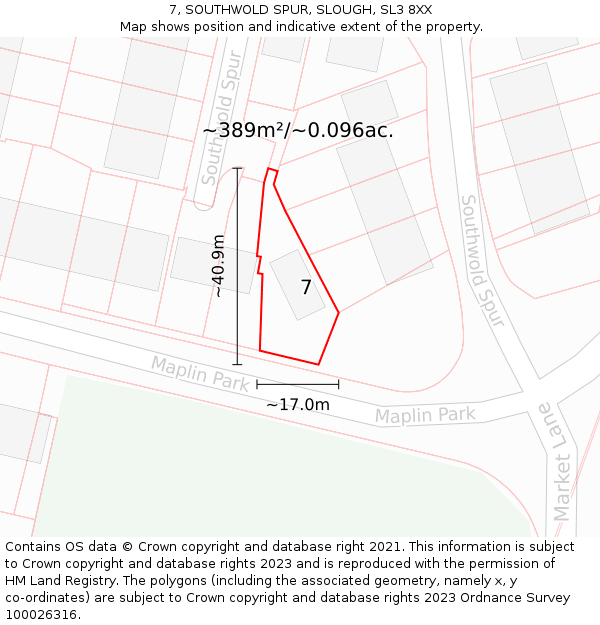 7, SOUTHWOLD SPUR, SLOUGH, SL3 8XX: Plot and title map