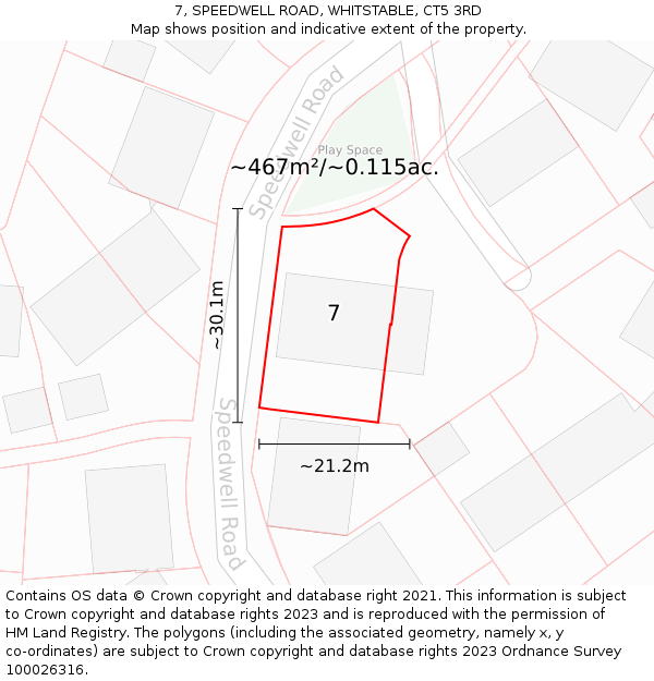 7, SPEEDWELL ROAD, WHITSTABLE, CT5 3RD: Plot and title map