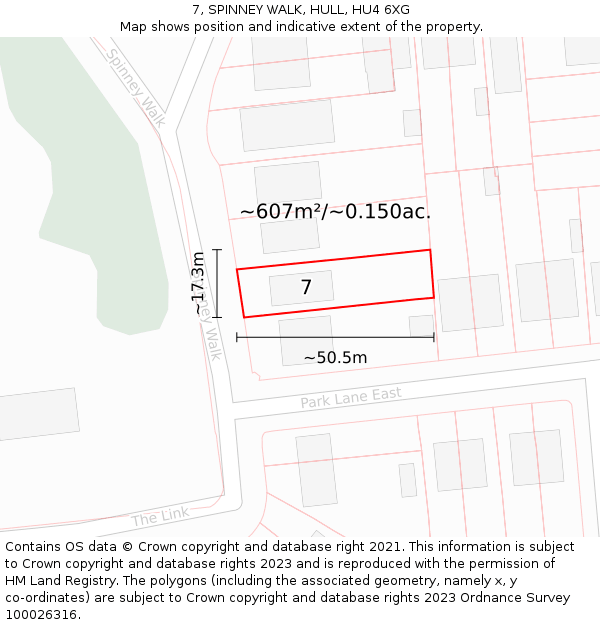 7, SPINNEY WALK, HULL, HU4 6XG: Plot and title map