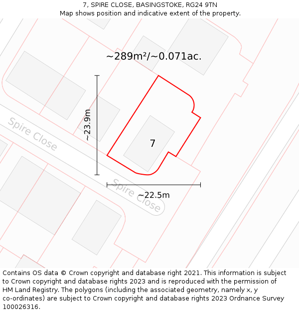 7, SPIRE CLOSE, BASINGSTOKE, RG24 9TN: Plot and title map