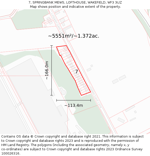 7, SPRINGBANK MEWS, LOFTHOUSE, WAKEFIELD, WF3 3UZ: Plot and title map