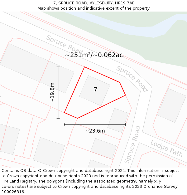 7, SPRUCE ROAD, AYLESBURY, HP19 7AE: Plot and title map