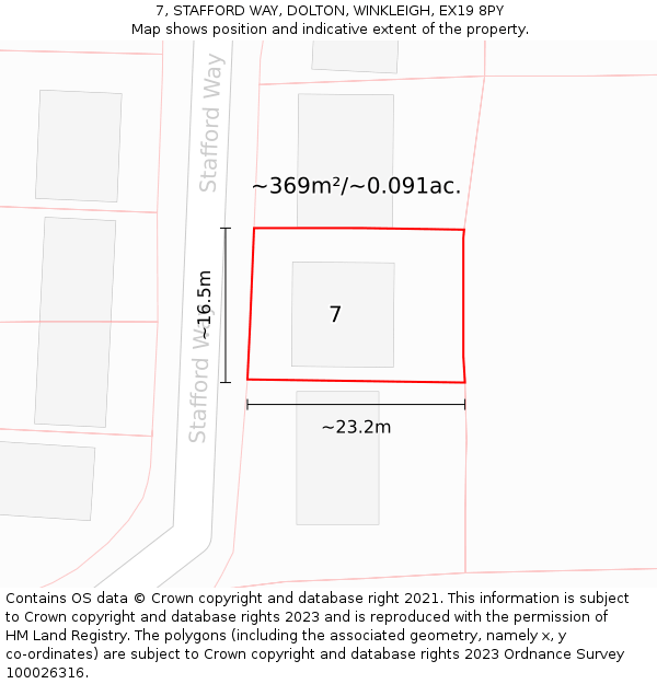 7, STAFFORD WAY, DOLTON, WINKLEIGH, EX19 8PY: Plot and title map