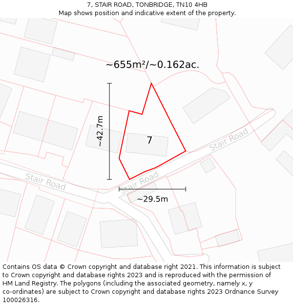 7, STAIR ROAD, TONBRIDGE, TN10 4HB: Plot and title map