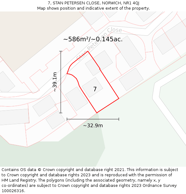 7, STAN PETERSEN CLOSE, NORWICH, NR1 4QJ: Plot and title map