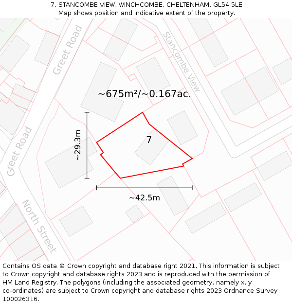 7, STANCOMBE VIEW, WINCHCOMBE, CHELTENHAM, GL54 5LE: Plot and title map