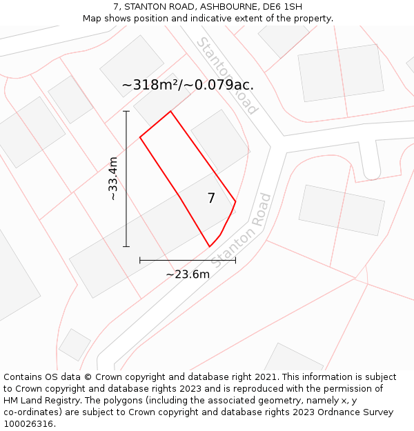 7, STANTON ROAD, ASHBOURNE, DE6 1SH: Plot and title map