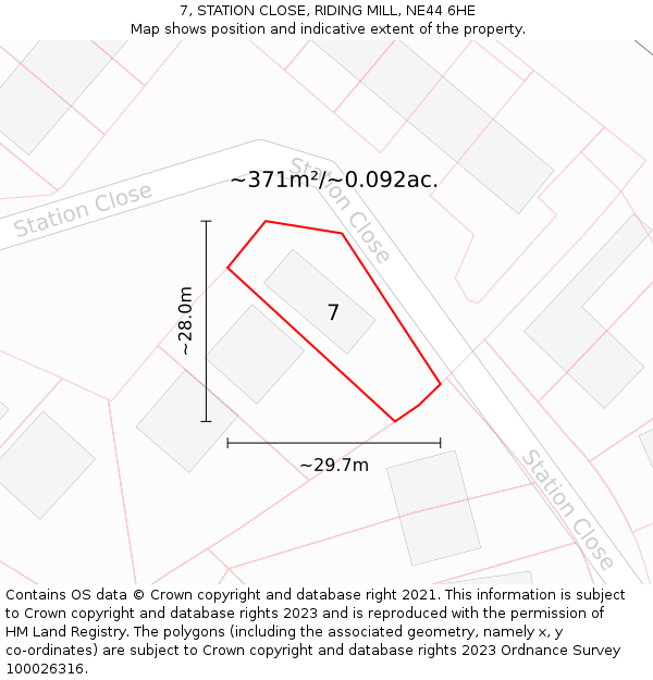 7, STATION CLOSE, RIDING MILL, NE44 6HE: Plot and title map