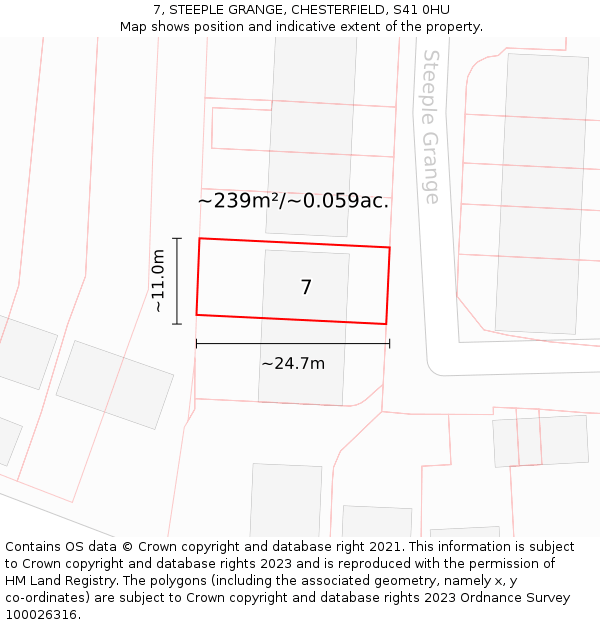 7, STEEPLE GRANGE, CHESTERFIELD, S41 0HU: Plot and title map