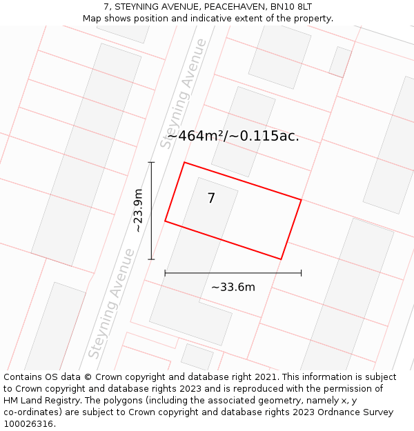 7, STEYNING AVENUE, PEACEHAVEN, BN10 8LT: Plot and title map