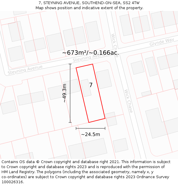 7, STEYNING AVENUE, SOUTHEND-ON-SEA, SS2 4TW: Plot and title map