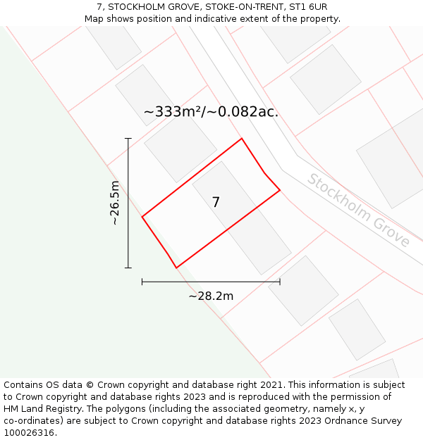 7, STOCKHOLM GROVE, STOKE-ON-TRENT, ST1 6UR: Plot and title map