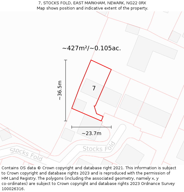 7, STOCKS FOLD, EAST MARKHAM, NEWARK, NG22 0RX: Plot and title map