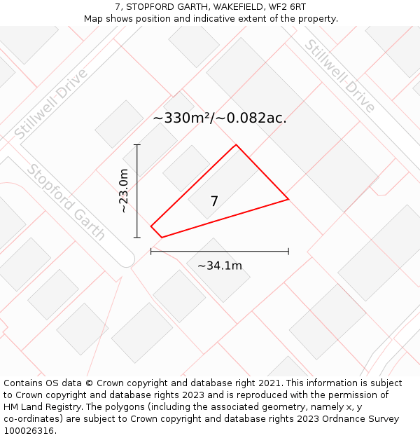 7, STOPFORD GARTH, WAKEFIELD, WF2 6RT: Plot and title map