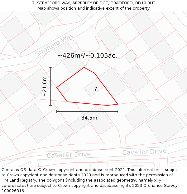 7, STRAFFORD WAY, APPERLEY BRIDGE, BRADFORD, BD10 0UT: Plot and title map