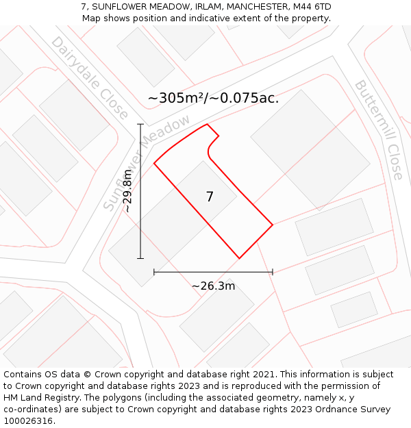 7, SUNFLOWER MEADOW, IRLAM, MANCHESTER, M44 6TD: Plot and title map