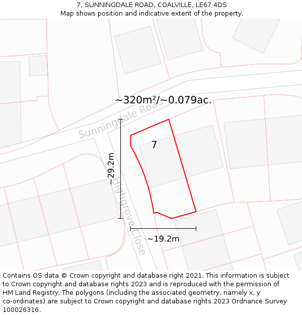 7, SUNNINGDALE ROAD, COALVILLE, LE67 4DS: Plot and title map