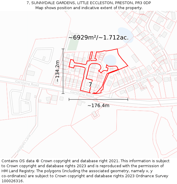 7, SUNNYDALE GARDENS, LITTLE ECCLESTON, PRESTON, PR3 0DP: Plot and title map