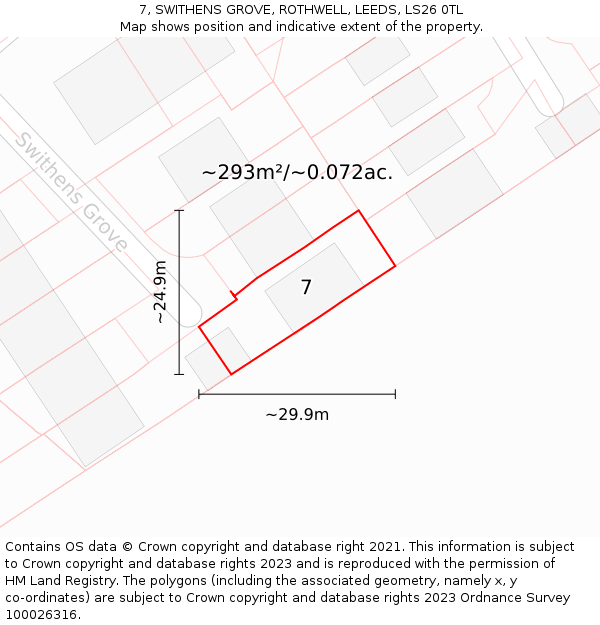 7, SWITHENS GROVE, ROTHWELL, LEEDS, LS26 0TL: Plot and title map