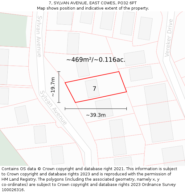 7, SYLVAN AVENUE, EAST COWES, PO32 6PT: Plot and title map