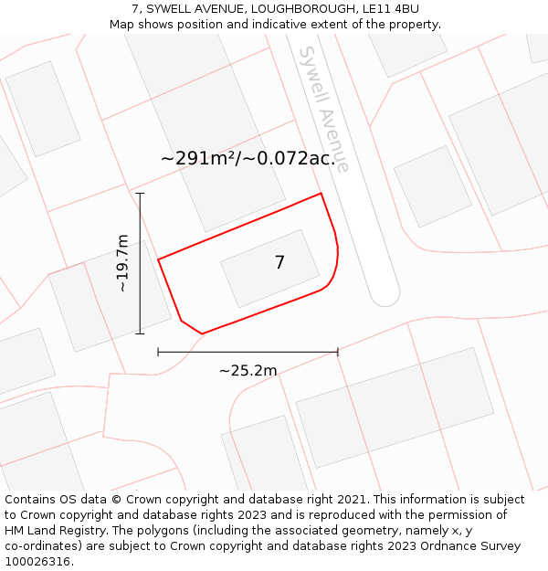7, SYWELL AVENUE, LOUGHBOROUGH, LE11 4BU: Plot and title map