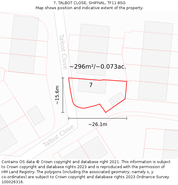 7, TALBOT CLOSE, SHIFNAL, TF11 8SG: Plot and title map