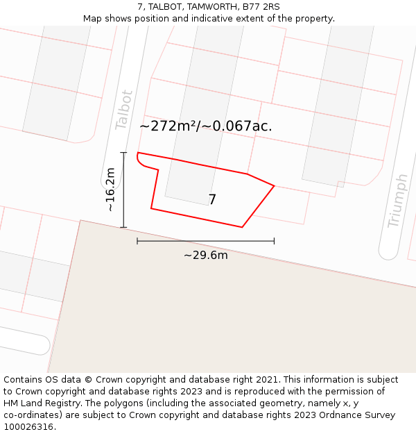 7, TALBOT, TAMWORTH, B77 2RS: Plot and title map