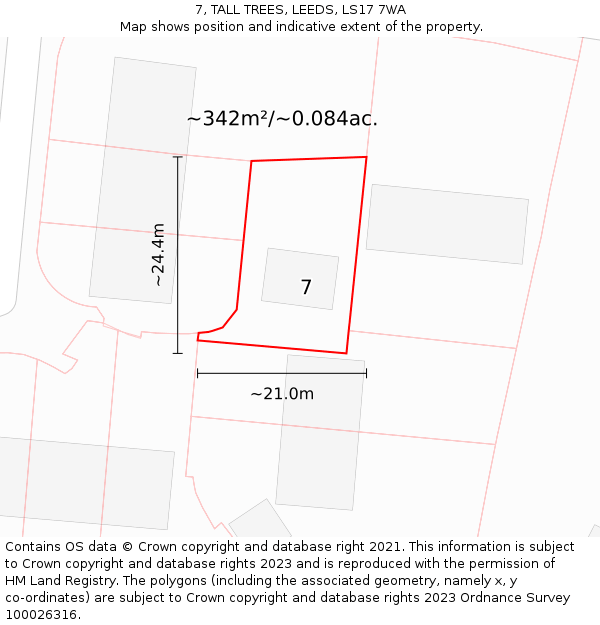 7, TALL TREES, LEEDS, LS17 7WA: Plot and title map