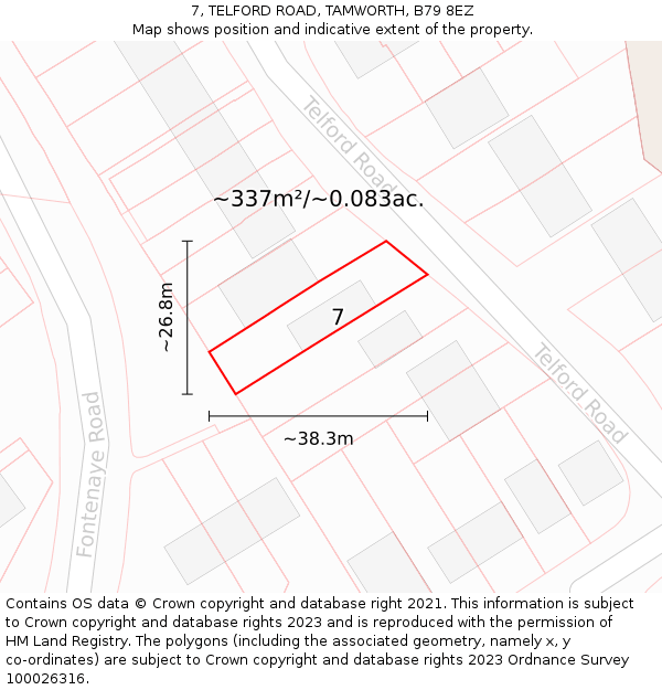 7, TELFORD ROAD, TAMWORTH, B79 8EZ: Plot and title map