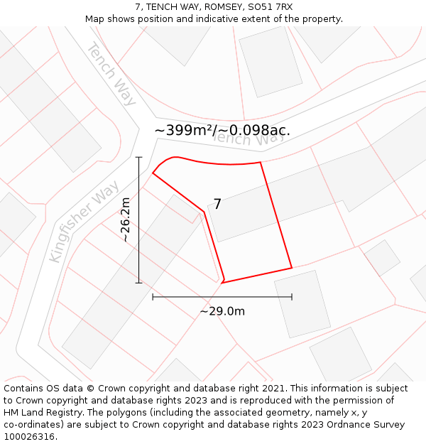 7, TENCH WAY, ROMSEY, SO51 7RX: Plot and title map