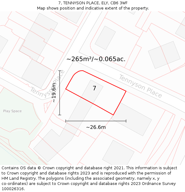 7, TENNYSON PLACE, ELY, CB6 3WF: Plot and title map