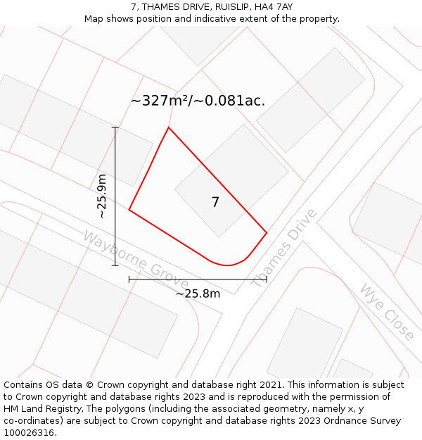 7, THAMES DRIVE, RUISLIP, HA4 7AY: Plot and title map