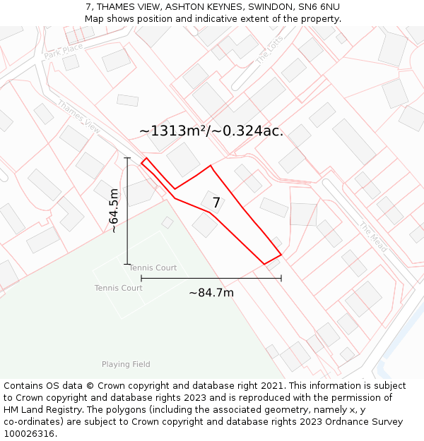 7, THAMES VIEW, ASHTON KEYNES, SWINDON, SN6 6NU: Plot and title map