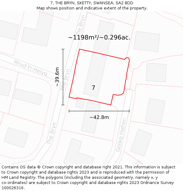 7, THE BRYN, SKETTY, SWANSEA, SA2 8DD: Plot and title map