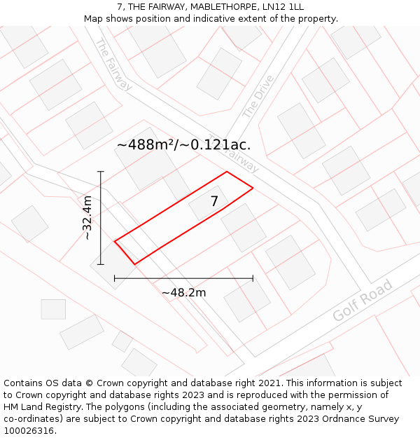 7, THE FAIRWAY, MABLETHORPE, LN12 1LL: Plot and title map