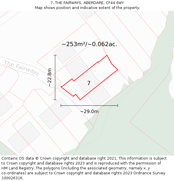 7, THE FAIRWAYS, ABERDARE, CF44 6WY: Plot and title map