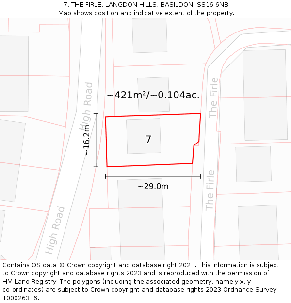 7, THE FIRLE, LANGDON HILLS, BASILDON, SS16 6NB: Plot and title map